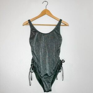 Exhilaration Shimmery One Piece Adjustable Swimsuit Medium